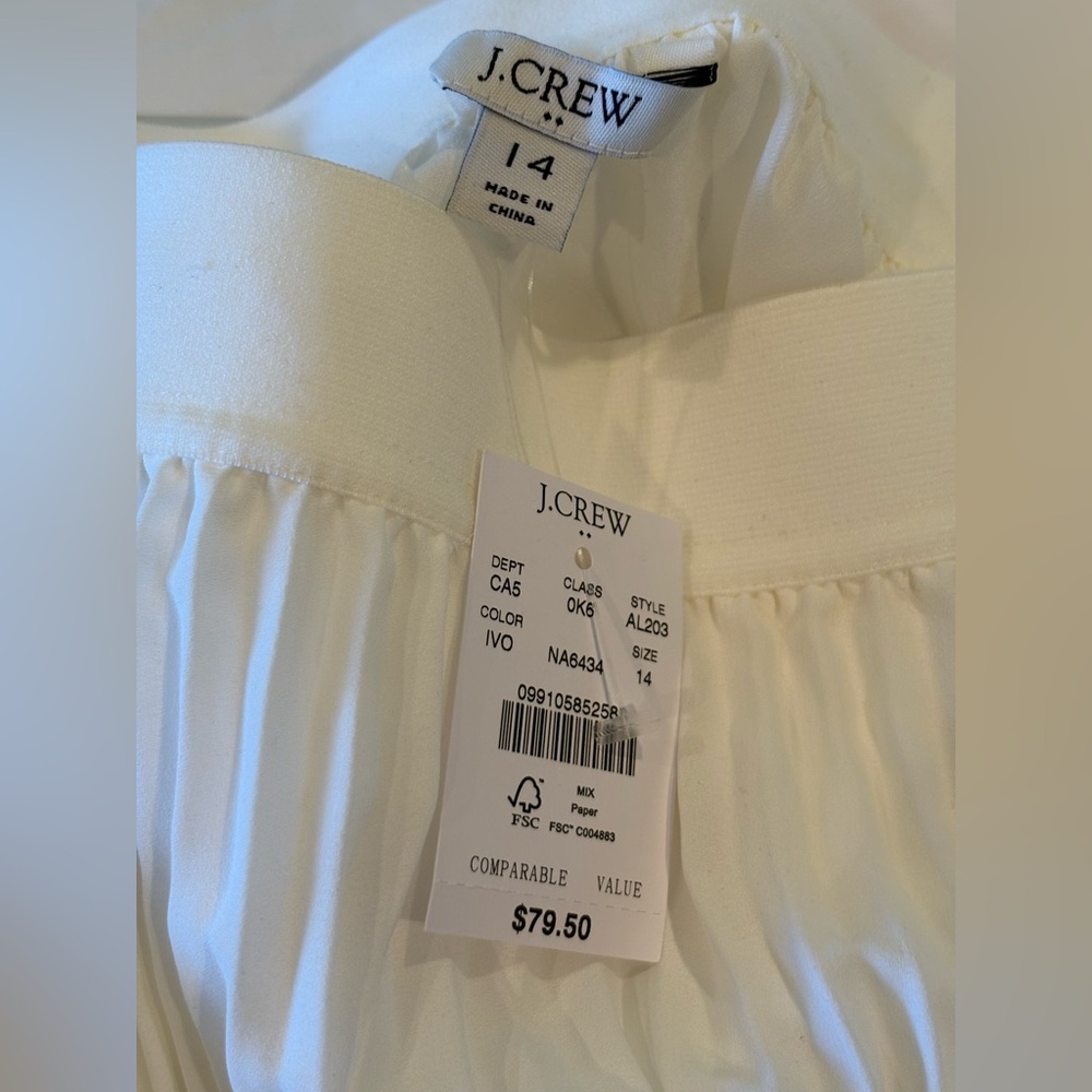J.Crew Ivory Pleated Skirt NWT - Picture 4 of 4
